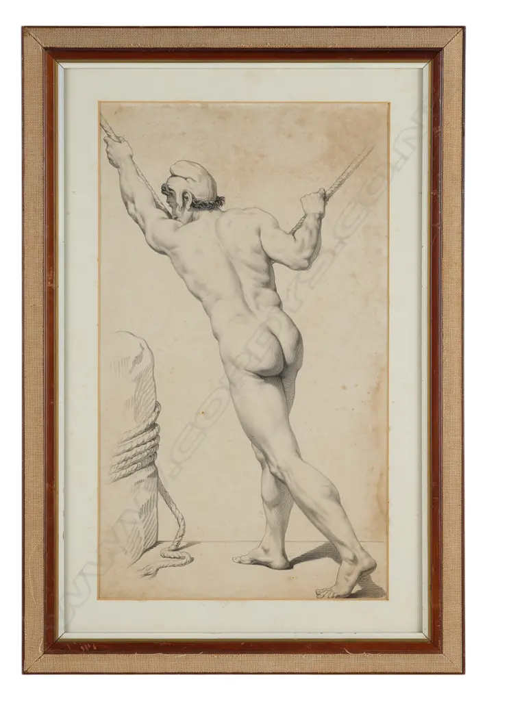 Samuel Lines (1778-1863) - Academic study of a nude male, Image 1++